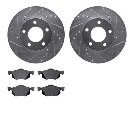 DYNAMIC FRICTION CO 7502-99486, Rotors-Drilled and Slotted-Silver with 5000 Advanced Brake Pads, Zinc Coated 7502-99486